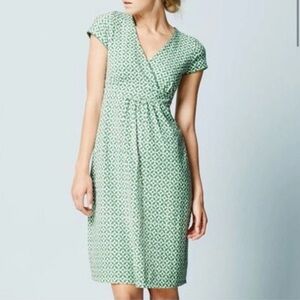 Boden • Green Geometric Print Faux Wrap Dress • Size 10